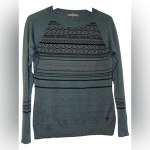 Smartwool Women’s Ethno Graphic Sweater Merino Wool Blend Green Crewneck XL